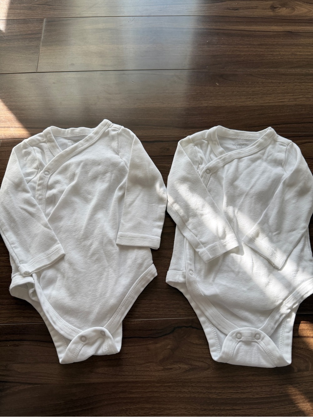Soft White Long-Sleeve Baby One-Piece Duo
